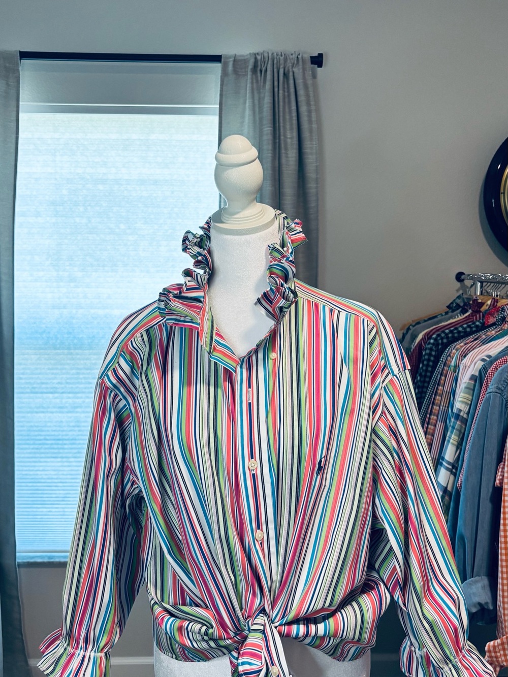 Polo by Ralph Lauren Multicolor Striped Ruffle-Collar Button-Down - Picture 4 of 11